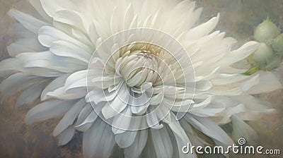 White Flower In Soft Light: Ultra Detailed Painting In Harmonious Color Palette Stock Photo