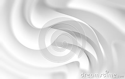 White Flowing Background. Dynamic Wavy Design. Abstract Satin Wallpaper Stock Photo