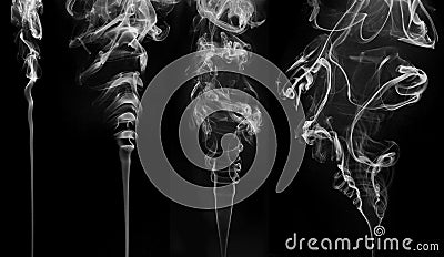 White flowing smoke on black Stock Photo