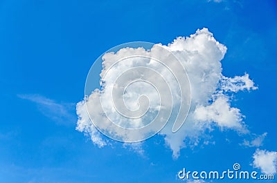 White fluffy cloud, blue sky background, clear summer outdoor Stock Photo