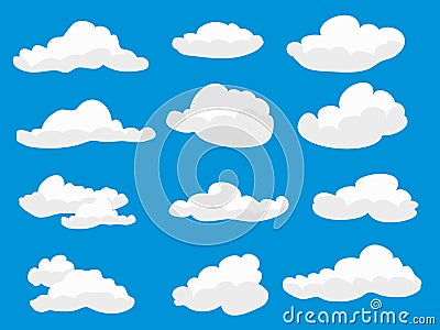 White fluffy clouds Vector Illustration