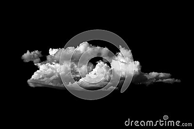 White fluffy clouds in the black sky background. Stock Photo
