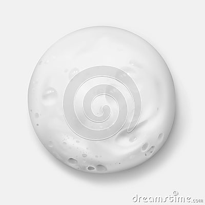 White foam texture from soap, shampoo or cleanser realistic vector illustration, top view. Shaving foam round spot Vector Illustration