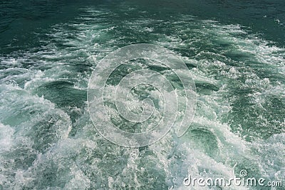 Waves from Speed boat at Sun Moon Lake, Taiwan Stock Photo