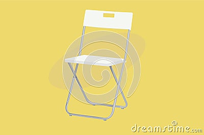 White Folding Chair with Structure of Aluminium. Vector Illustration, Isolated Vector Illustration