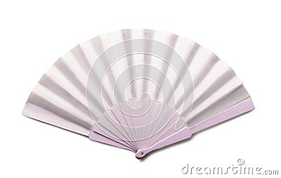 White folding hand fan mockup isolated Stock Photo