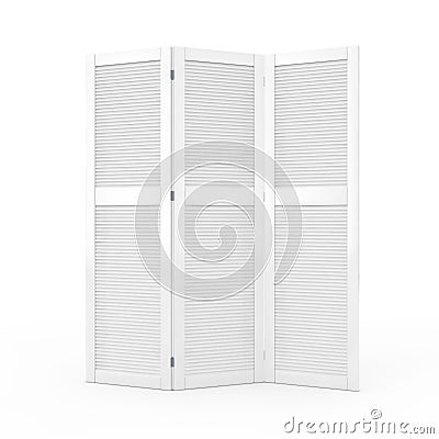 White Folding Wooden Dress Screen. 3d Rendering Stock Photo