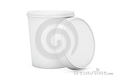 White Food Plastic Tub Bucket Container For Dessert, Yogurt, Ice Stock Photo