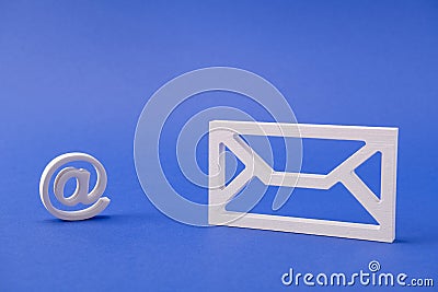 White form figure of mail box inbox outbox get receive send message write text chat wireless connection wi-fi isolated Stock Photo