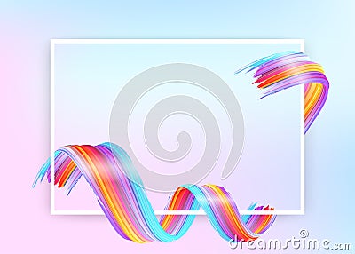 White Frame with Abstract Vector Paint Brush Stroke. Stock Photo