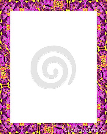 White Frame with Decorated Borders Stock Photo