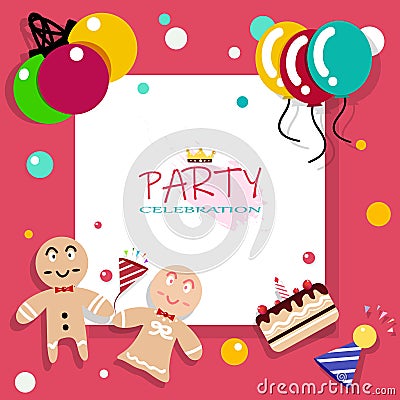 White frame flat design, party, carnival and celebration playful Vector Illustration