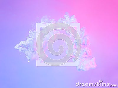 White frame in neon clouds, copy space. Abstract Stock Photo