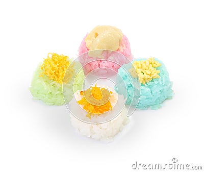 White front multiple color of sticky rice Stock Photo