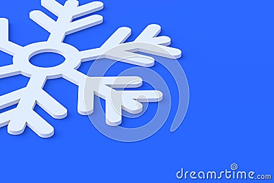 White frozen snowflake on blue background. Large snowfalls in winter Stock Photo