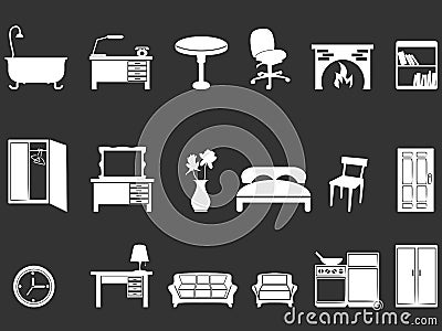 White furniture silhouettes Vector Illustration