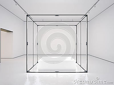 White gallery with empty modern showcase. 3d rendering Stock Photo