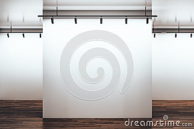 White gallery showroom with blank wall Stock Photo