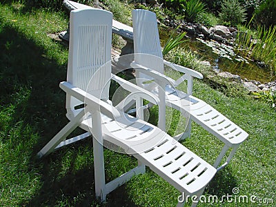 White garden chairs Stock Photo