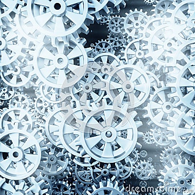 White gears and cogs macro Stock Photo