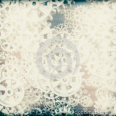 White gears and cogs macro Stock Photo