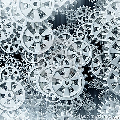 White gears and cogs macro Stock Photo