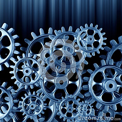 White gears and cogs macro Stock Photo