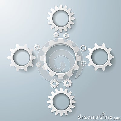 White Gears Cros Vector Illustration