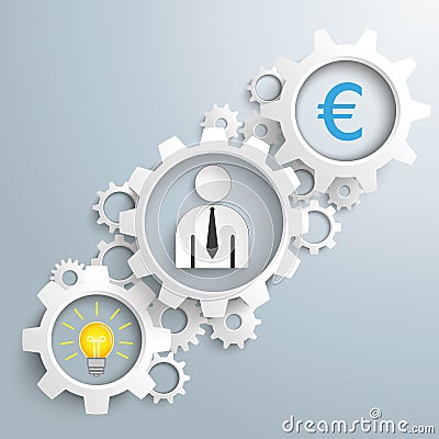 White Gears Idea Businessman Euro Vector Illustration