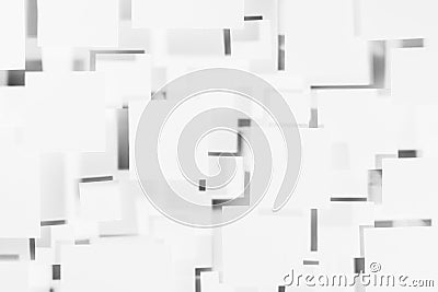 White geometric abstract background with squares in sunlight with soft light dark gradient grey random shadows, top view, tile. Stock Photo