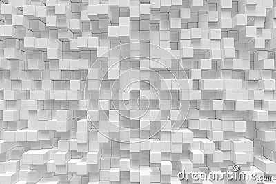 White geometric cube, cubical, boxes, squares form abstract background. Abstract white blocks. Template background for Stock Photo