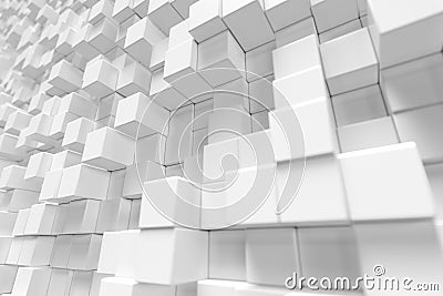White geometric cube, cubical, boxes, squares form abstract background. Abstract white blocks. Template background for Stock Photo