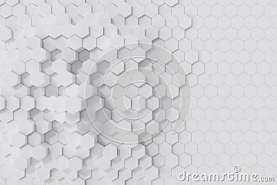 White geometric hexagonal abstract background. 3d rendering Stock Photo