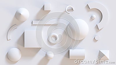 White geometric shapes in an abstract composition. Monochrome. For toning. Stock Photo