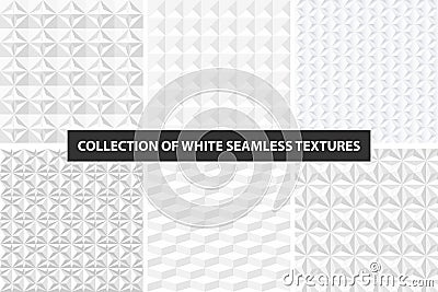 White geometric textures - seamless. Vector set. Vector Illustration