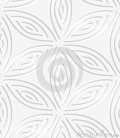 White geometrical flower like shapes perforated seamless pattern Stock Photo