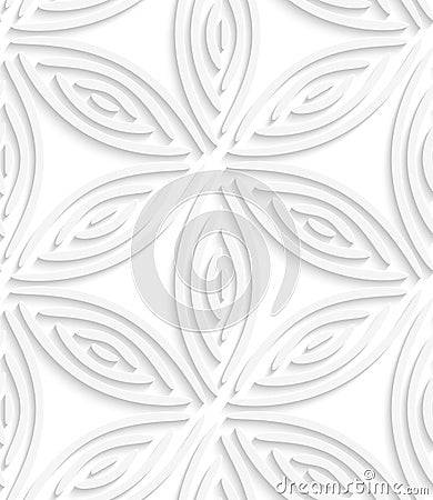 White geometrical flower like shapes seamless pattern Stock Photo