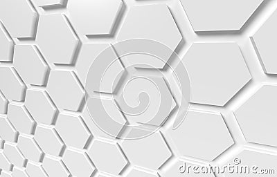 White geometrical hexagon grid background Stock Photo