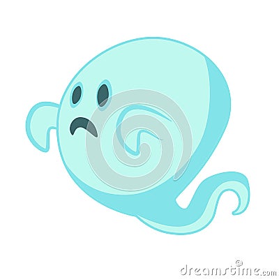 White Ghost character in cartoon and flat style for festive Hallowen design Vector Illustration