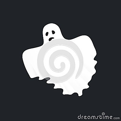 White ghost, phantom silhouette isolated on black background Vector Illustration