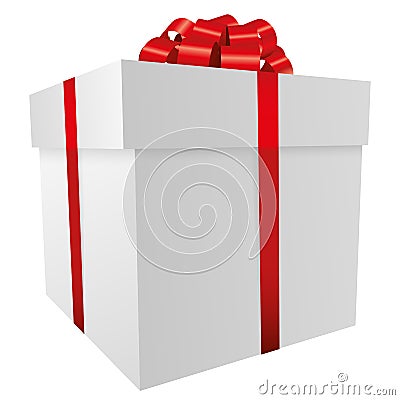 White gift box with a red bow - Christmas and birthday present collection Stock Photo