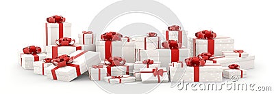 White gift boxes, presents 3d rendering Stock Photo