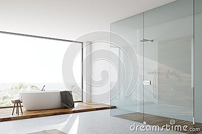 White and glass bathroom corner Stock Photo