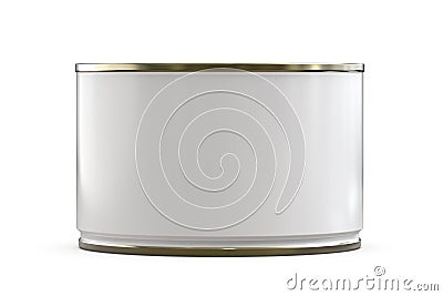 White Gloss Food Tin Can Isolated on White. Stock Photo