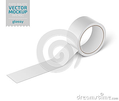 White glossy cello tape roll. Realistic vector. Vector Illustration