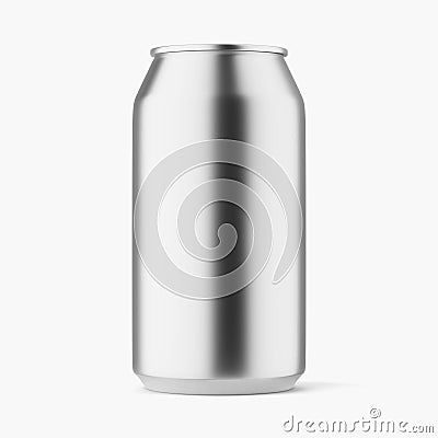 White glossy sleek 330 ml can on white background mockup - 3D rendering Stock Photo