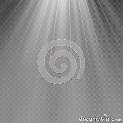 White glowing light burst explosion on transparent background. Vector illustration light effect decoration with ray Vector Illustration