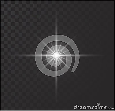 White glowing light burst explosion with transparent. Vector illustration for cool effect decoration with ray sparkles. Bright sta Vector Illustration