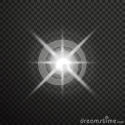 White glowing light burst explosion with transparent. Vector Illustration
