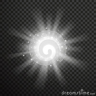 White glowing light burst explosion with transparent. Vector Illustration